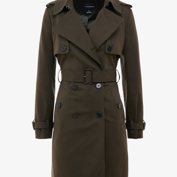 CLUB MONACO Matie Trench Coat Olive Green Classic XS 0 NWT NEW - Picture 3 of 7